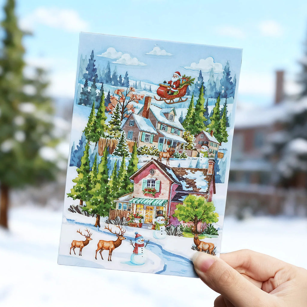 3 pcs Four Seasons Scenery PET Die Cut Sticker Pack Handmade Scrapbook Diary Stickers Decorative Aesthetic Stationery Supplies Qme