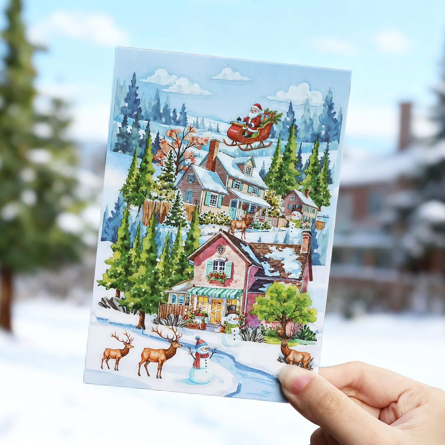 3 pcs Four Seasons Scenery PET Die Cut Sticker Pack Handmade Scrapbook Diary Stickers Decorative Aesthetic Stationery Supplies Qme