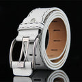 New Casual Men's Belt High Quality Designer Second Cow Leather Belts Strap Male Metal Smooth Buckle Fashion Buckle Waistband Qme White