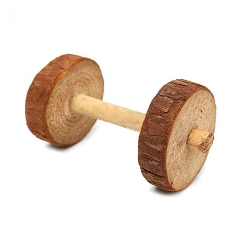 Natural Wood Chew Toys Rodents Rabbit-shaped Roller Bell Guinea Pig Qme 06 S