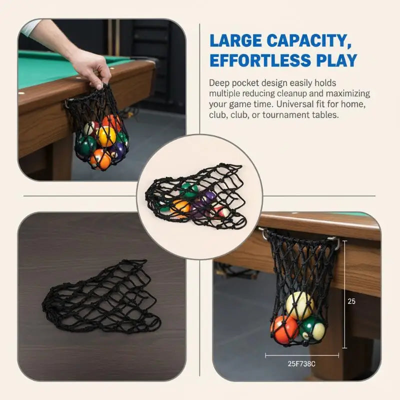 Pool Table Net Bag Billiards Pocket Flexible Mesh Basket Upgrade Home Qme