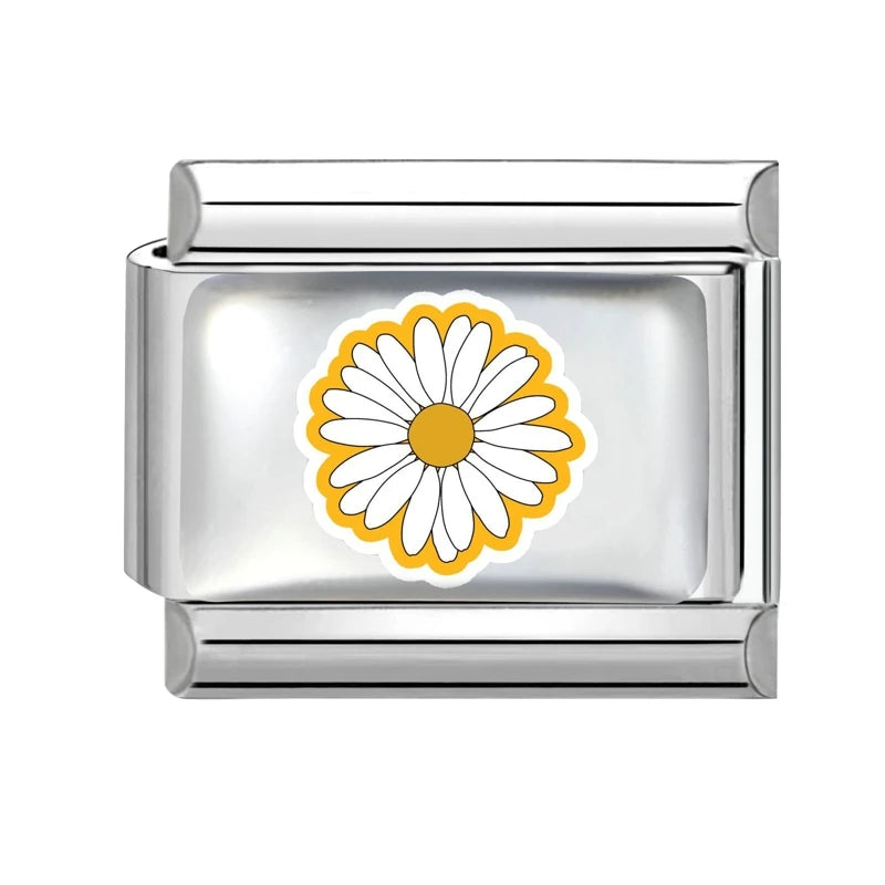 Design Colorful Earth Sun Sunflowers Stainless Steel Link fit 9mm Italian Flowers Series Jewelry Making DIY Charm Bracelet Gifts Qme Style 6