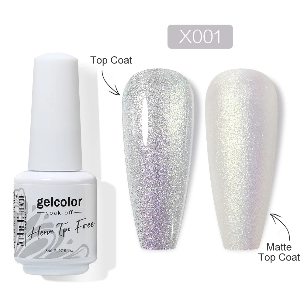 Arte Clavo HEMA Glitter Gel Nail Polish Pink Sliver Gold Sparkling