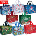 8Pcs large Christmas gift bag, reusable non-woven Christmas shopping bag, suitable for New Year, Christmas decoration party supp Qme 8pcs Other 32x25x17cm