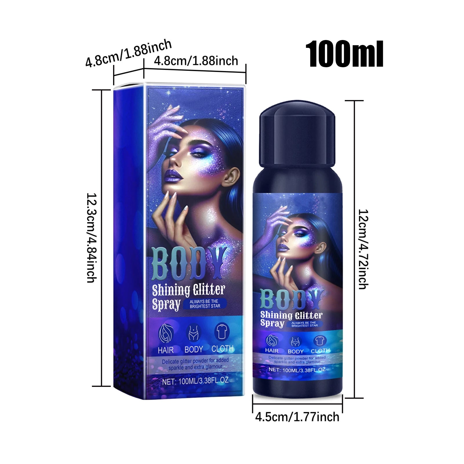 Shimmery Spray Shiny Glitter Spray Hair Shimmery Glitter Spray Hair And Body Washable Temporary Hair Body Glitter Color Spray Qme 100ml 1 China Mainland
