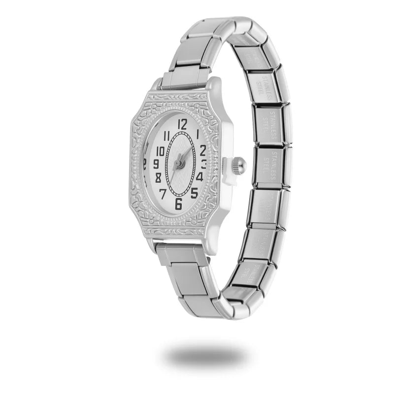 Wholesale Fashion Men Womens DIY 9mm Width Italian Elastic Charm Stainless Classic Oval Watch Bracelet Bangle For Birthday Gifts Qme S 22