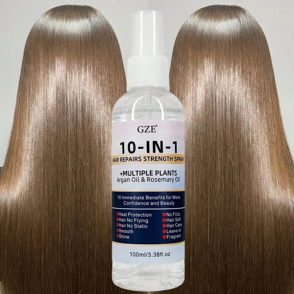 GZE 10 IN 1 Leave In Conditioner Silkening Spray with Argan Oil & Rosemary Oil, Hair Repair & Strength Spray, Anti Frizz Qme