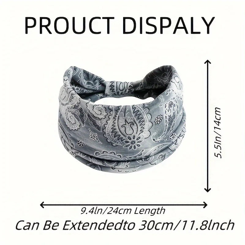 Wide Bohemian Headband Flower Elastic Headband Bohemian African Headband Yoga Running Headband Women's Exercise Hair Accessories Qme