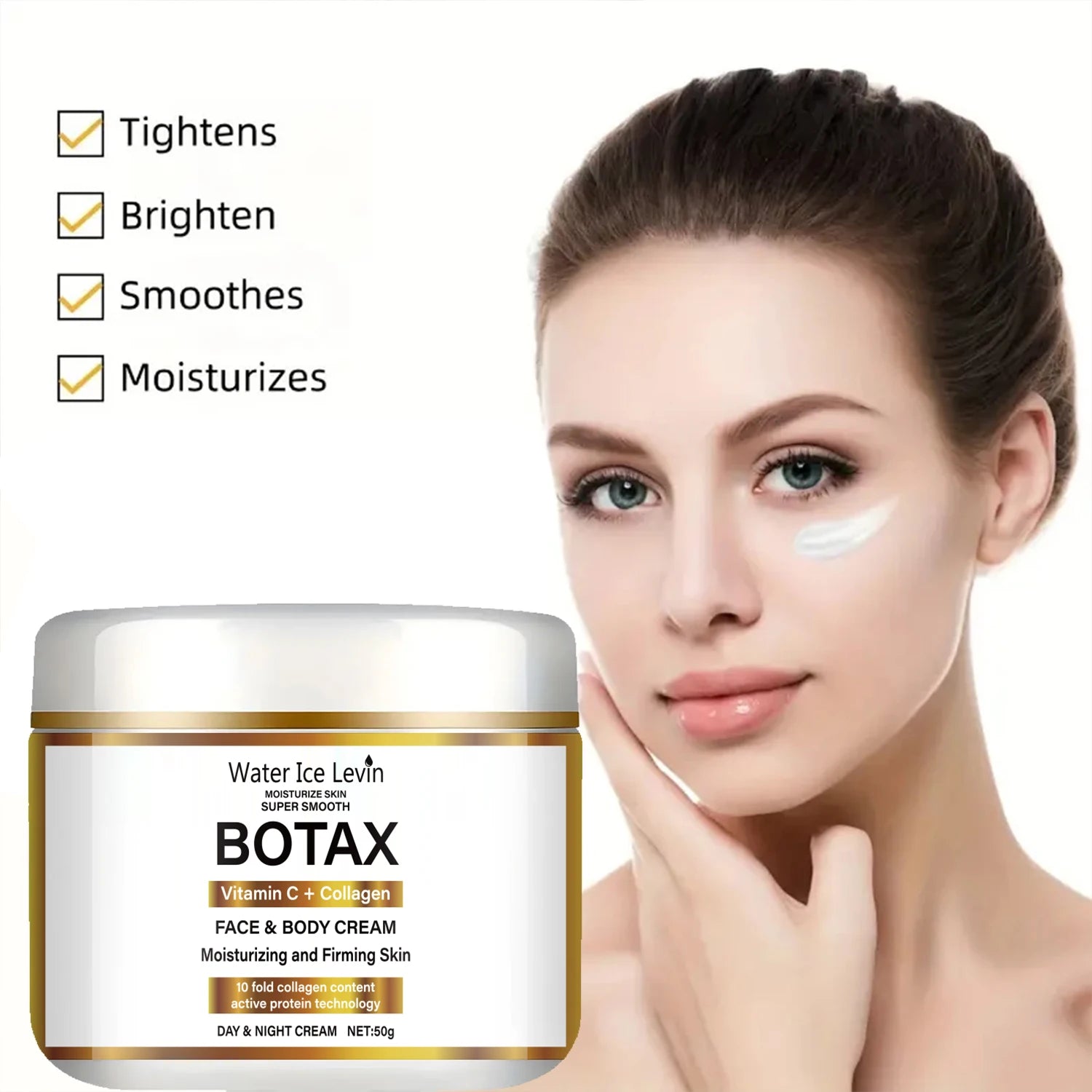 Niacinamide Collagen Cream, Firming Facial Moisturizing Cream, Day and Night Use, Containing Vitamin C, Moisturizing and Nourishing Sensitive Skin Qme