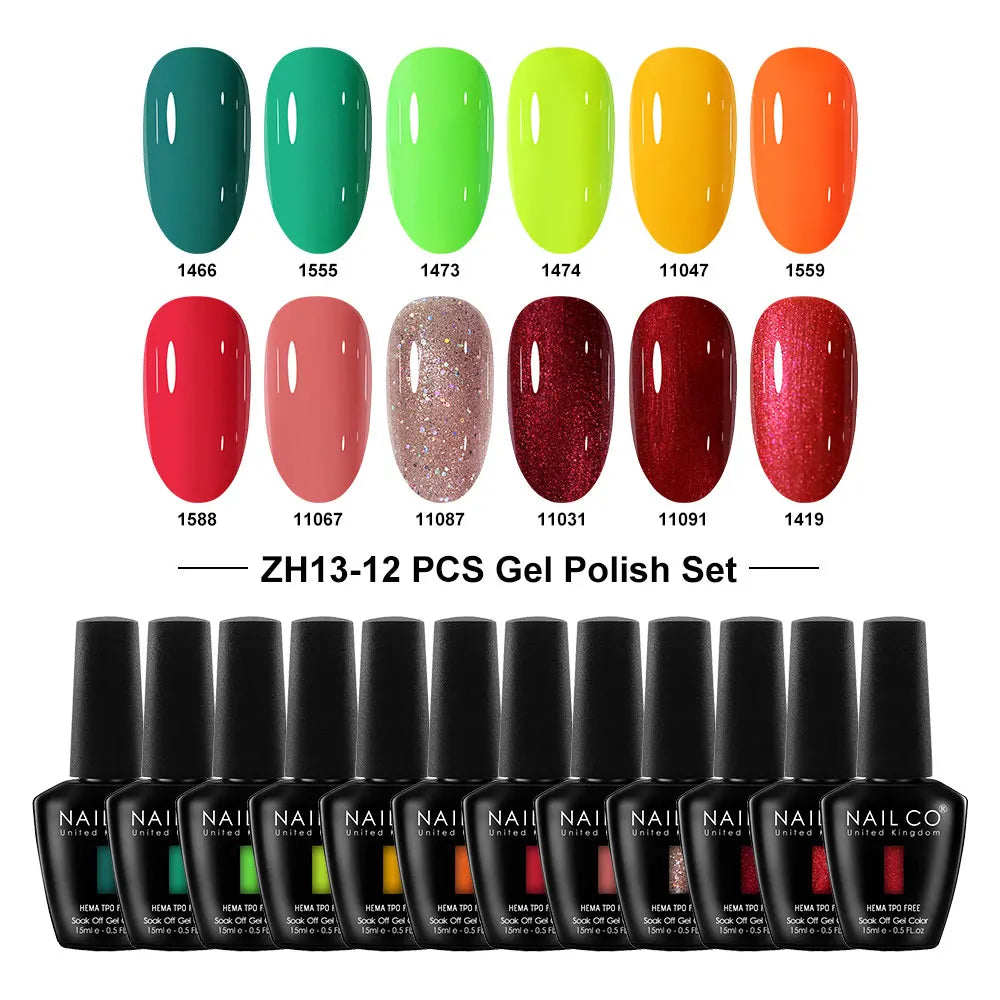 NAILCO Summer Macaroon Gel Nail Polish Semi Permanent UV Soak Off Art Qme NC-12H-ZH13