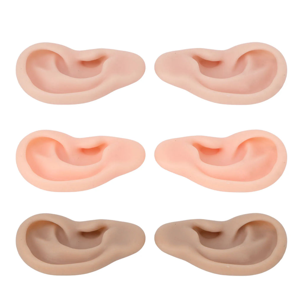 1 Pair Silicone Ear Model Soft Flexible Simulation Ear Model for Earrings Display Ear Piercing Exercise Soft Silicone Ear Model Qme