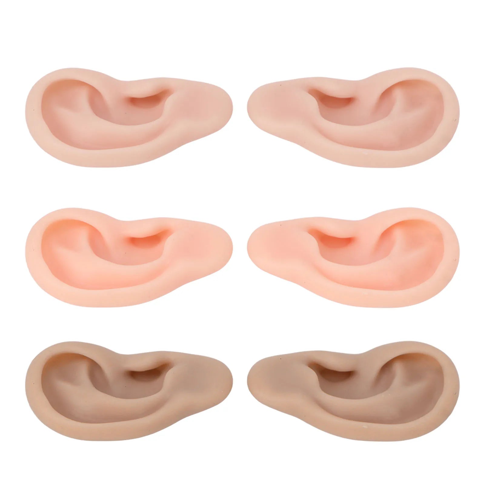 1 Pair Silicone Ear Model Soft Flexible Simulation Ear Model for Earrings Display Ear Piercing Exercise Soft Silicone Ear Model Qme
