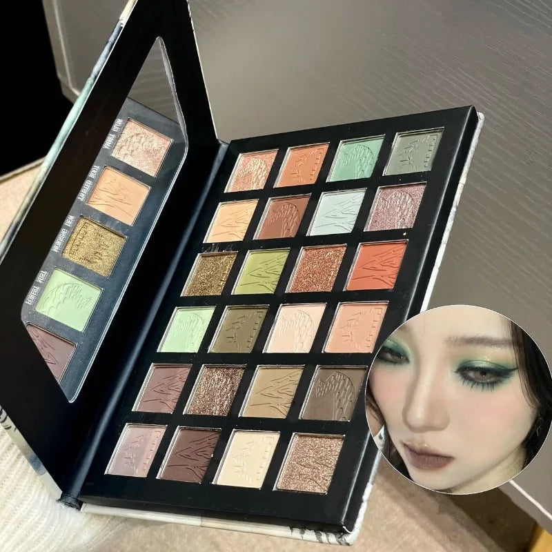 24 Color Eyeshadow Palette, Cold Brown Neutral Glitter Sparkle, Matte Shimmer Finish for Natural Smoky Eye Looks, Lasting Makeup Qme 24 colors