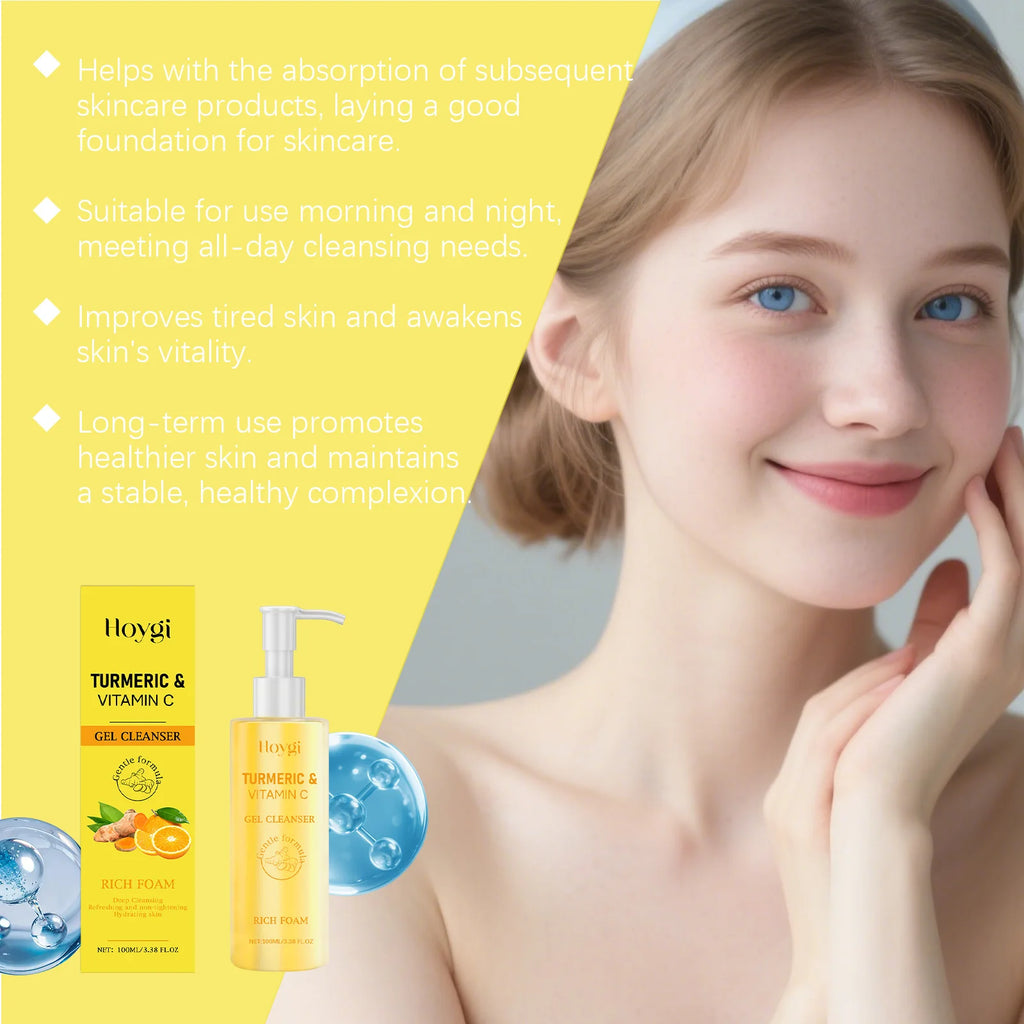Turmeric Vitamin C Facial Cleanser Cleansing Refreshing Moisturizing for Soft Smooth Skin Purifying Brightening Facial Cleanser Qme
