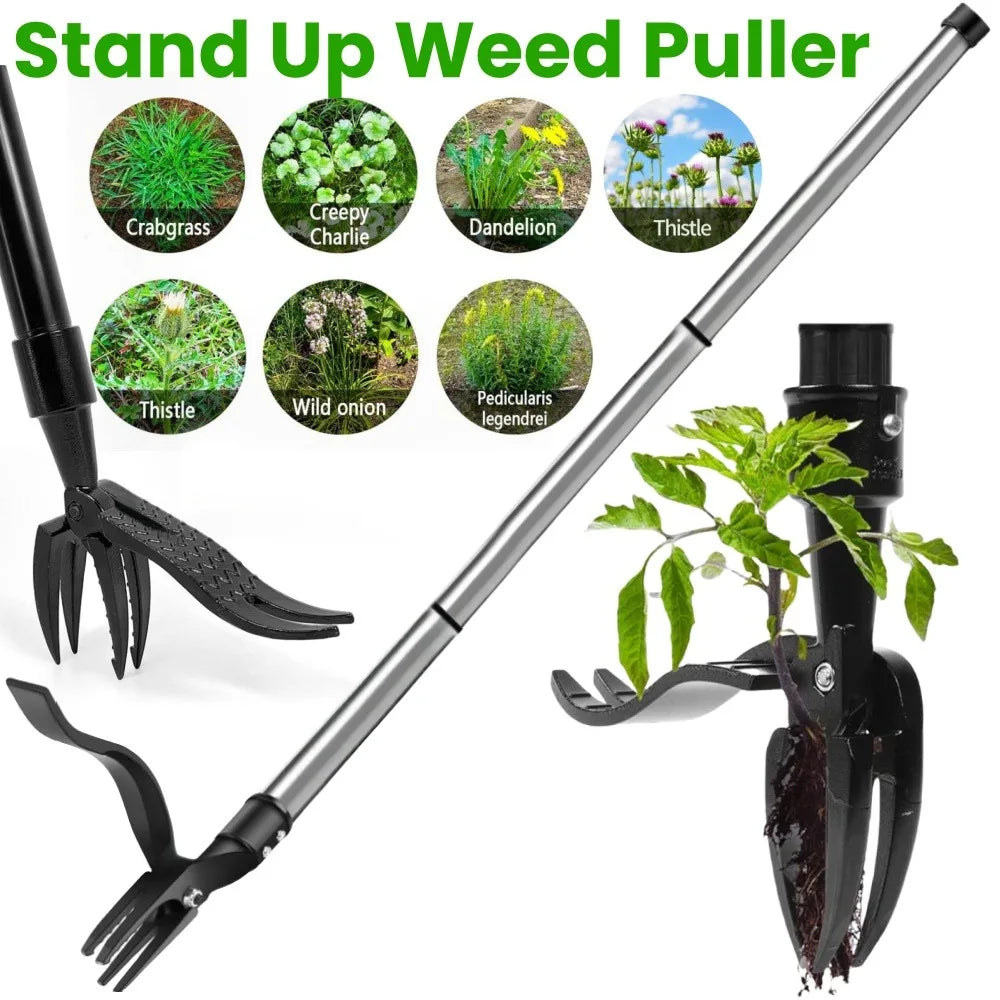 Stand Up Weed Puller Manual Vertical Weed Stuff/Pulling/Garden Tools Garden Foot Pedal Shovel Root Metal Weed Remover with Rod Qme