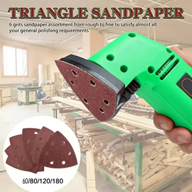 30pcs Triangle Sanding Pads Mouse Sander Pads Sandpaper With 6 Holes 60/80/120/180/240/320 Grits For Delta Sanders/Multi-Sanders Qme
