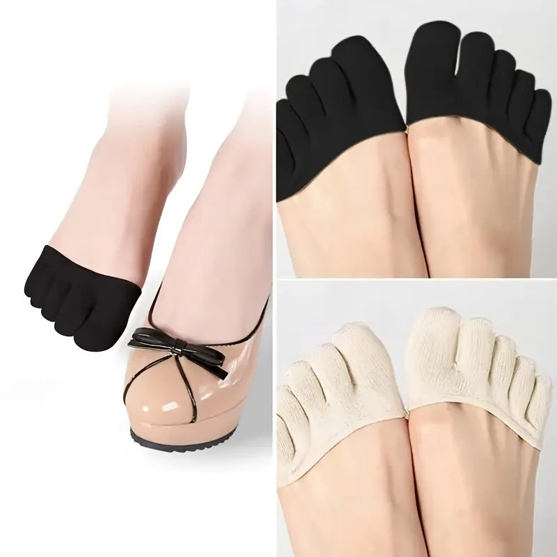 Summer Five Finger Half Palm Socks, Forefoot Pad, Invisible High-Heeled Socks, Non Slip Foot Pads, Split Toe Socks Qme