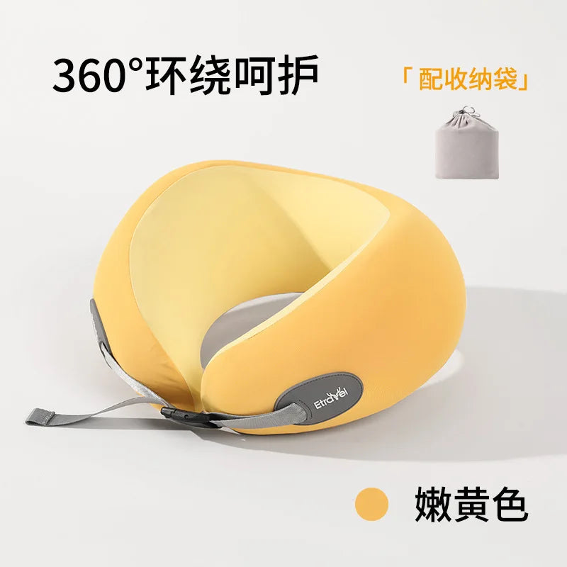 Compact Lightweight Memory Foam U-shaped Pillow Travel Neck Support Qme Orange