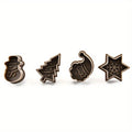Christmas Cookies Molds Plastic 3D Cookie Cutter Xmas Tree Claus Qme 4pcs Gray