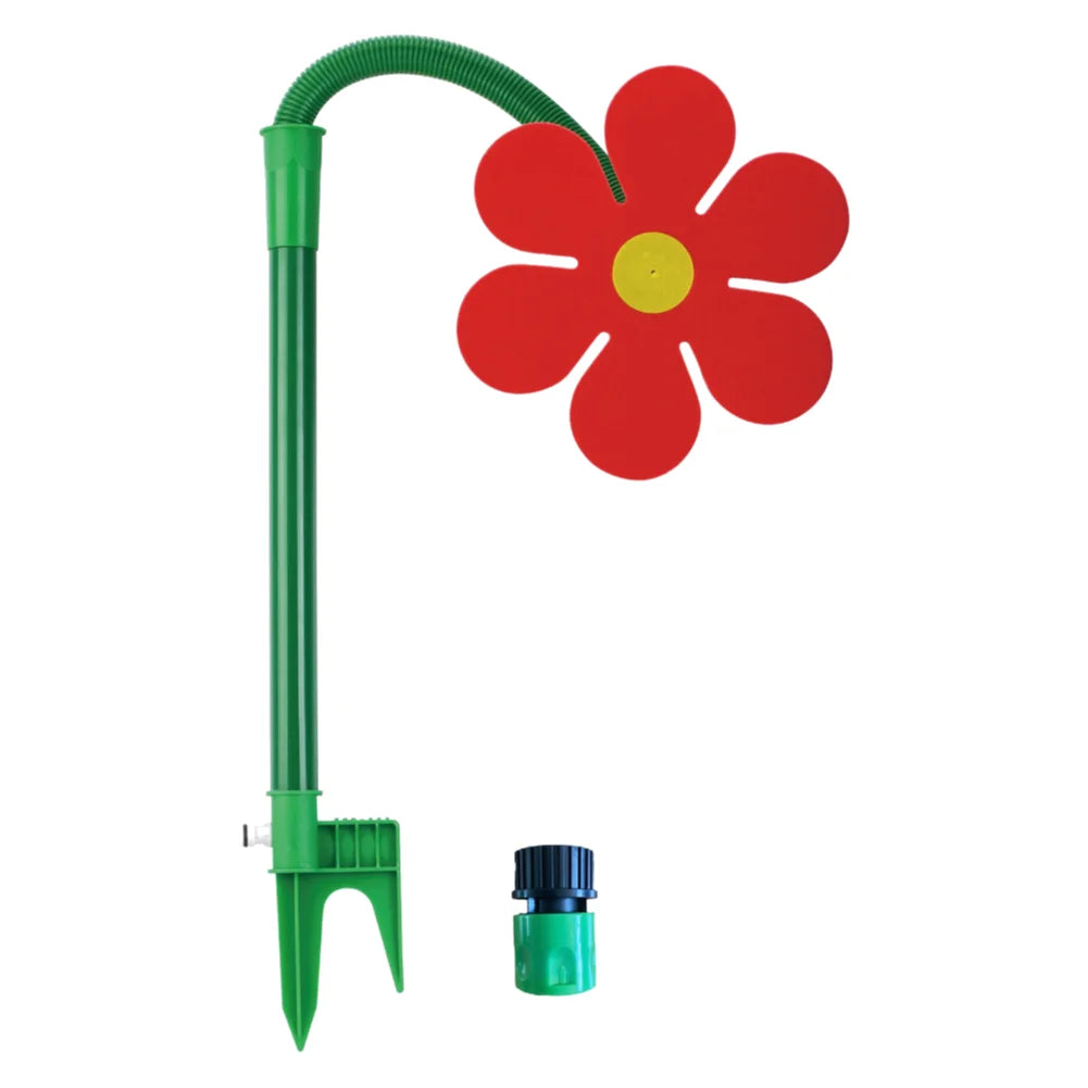 NEW Crazy Spin Sprinkler Flower Shape Dancing Daisy Sprinklers 360 Rotating Water Spray for Yard Lawn Watering Garden Decor Qme 1PCS Red