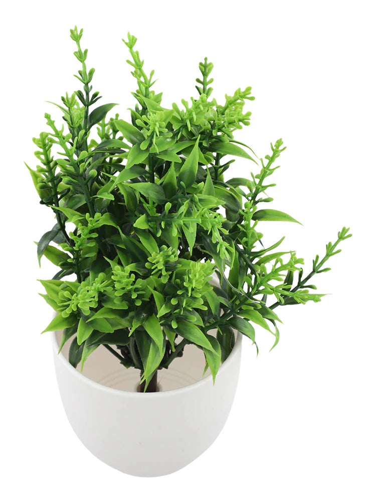 1 Pc Artificial Bonsai Green Fake Plant Simulation Small Potted Lavender Eucalyptus Green Plant Home Office Table Decor Qme B