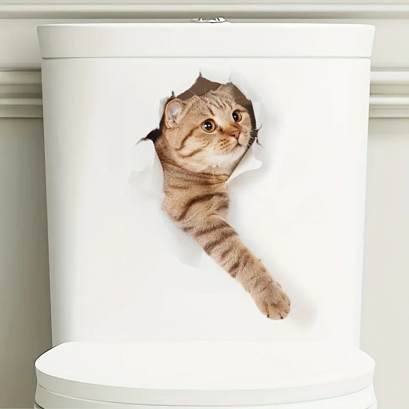 Cartoon Cat Toilet Sticker Bathroom Beauty Decoration Cover Qme