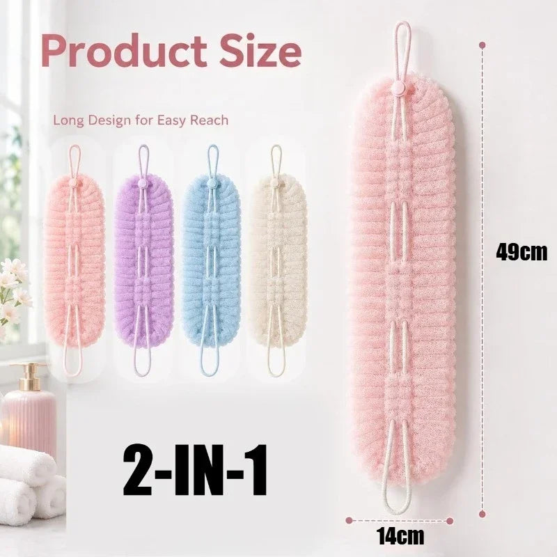1 Bath Scrub Towel Back Cleaning Brush Shower Sponge Suction Cup Soft Qme
