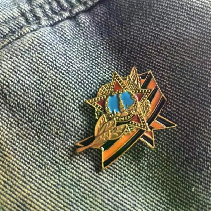 Ribbon Badge With Russian Flag Enamel Lapel Pin Victory Day Order Memorial Brooch Festive Symbol Pin Qme