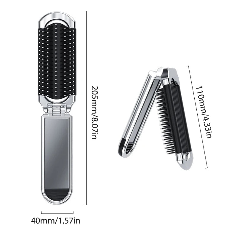 Mini Hair Brush Folding Massage Comb Head Anti-static Portable Travel Qme