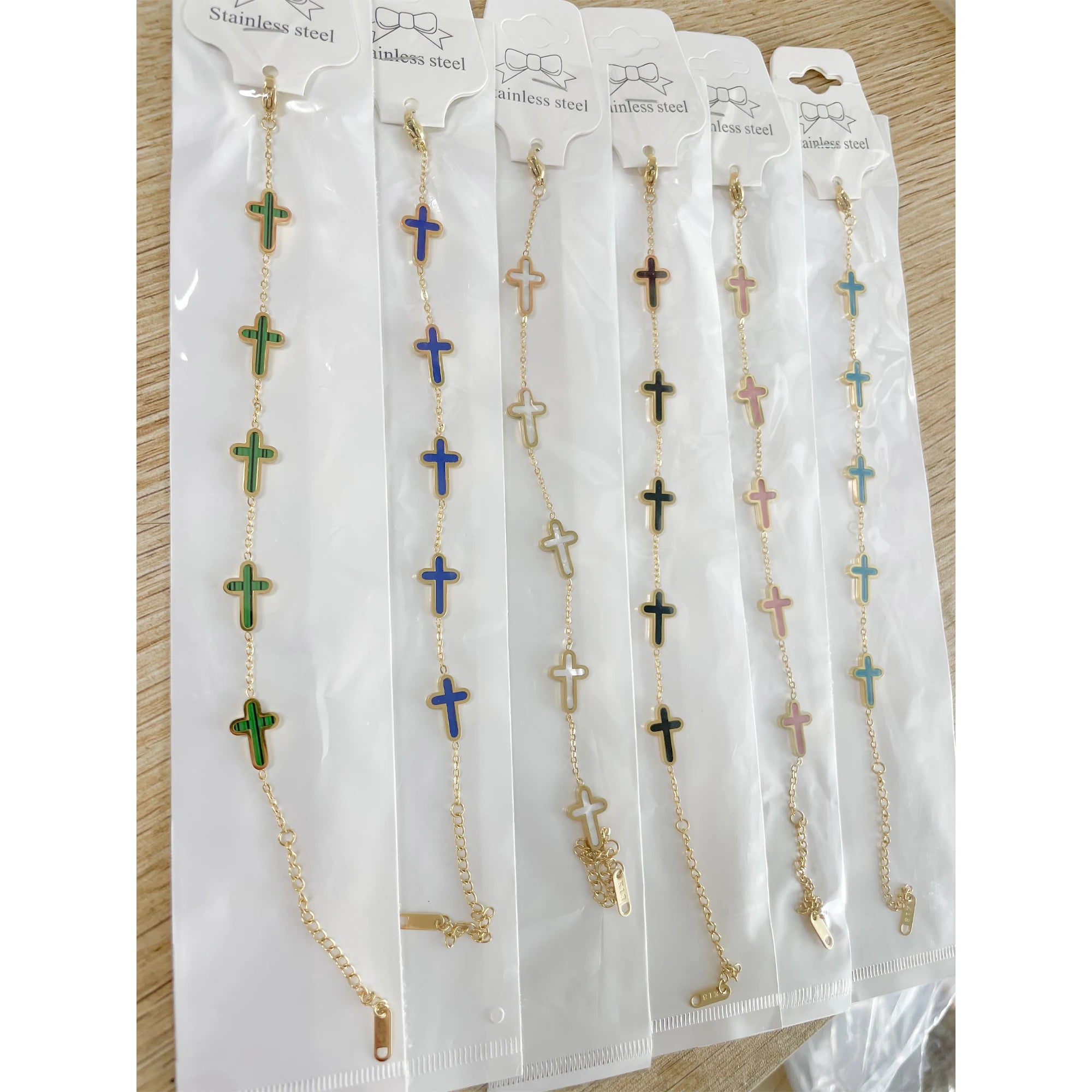 Boho Thin Style Fashion Chain Jesus Christian Stainless Steel Bracelet Women Gold Color Charm Cross Bracelet Girls Jewelry Gift Qme