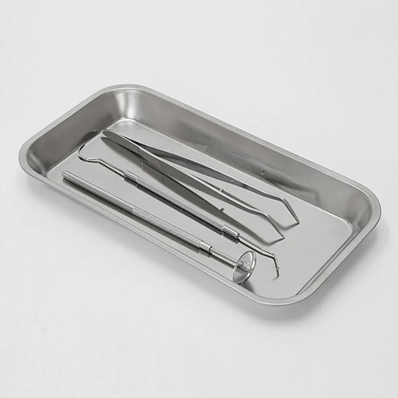 Kitchen Tray Stainless Steel Square Storage Nail Tattoo Dental Qme