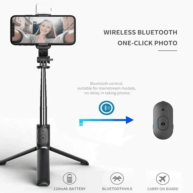 Portable Wireless Bluetooth Selfie Stick Tripod Stand Multifunctional Tripod With Wireless Remote Shutter For IOS Android Phone Qme
