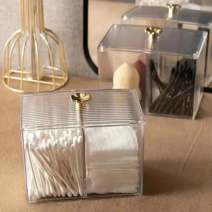 Transparent Makeup Cotton Pad Organizer Box Multi-purpose Storage Qme