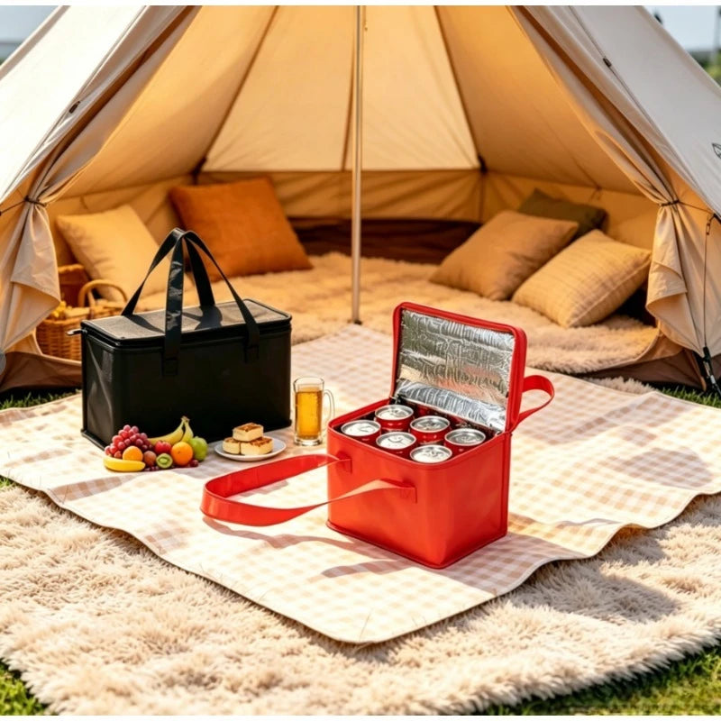 Portable Lunch Cooler Bag Folding Insulation Picnic Ice Pack Food Thermal Bag Drink Carrier Insulated Bags Beer Delivery Bag Qme