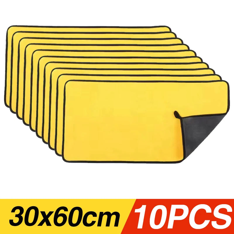 10/5/3/1pcs Thicken Microfiber Car Cleaning Towels Soft Quick Drying Windows Mirrors Wiping Rags Home Double Layer Clean Cloths Qme 10pcs 30x60cm