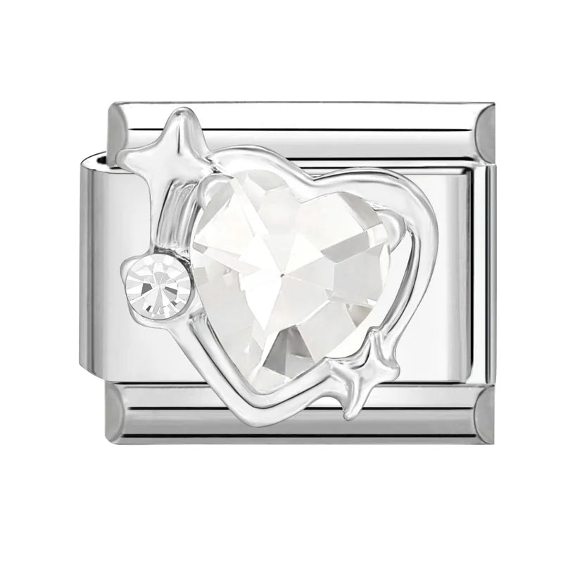 2026 New Women Romantic Heart Shiny CZ Heart Pattern Italian Charm Links Fit 9mm Bracelet Stainless Steel DIY Making Jewelry Qme S 21