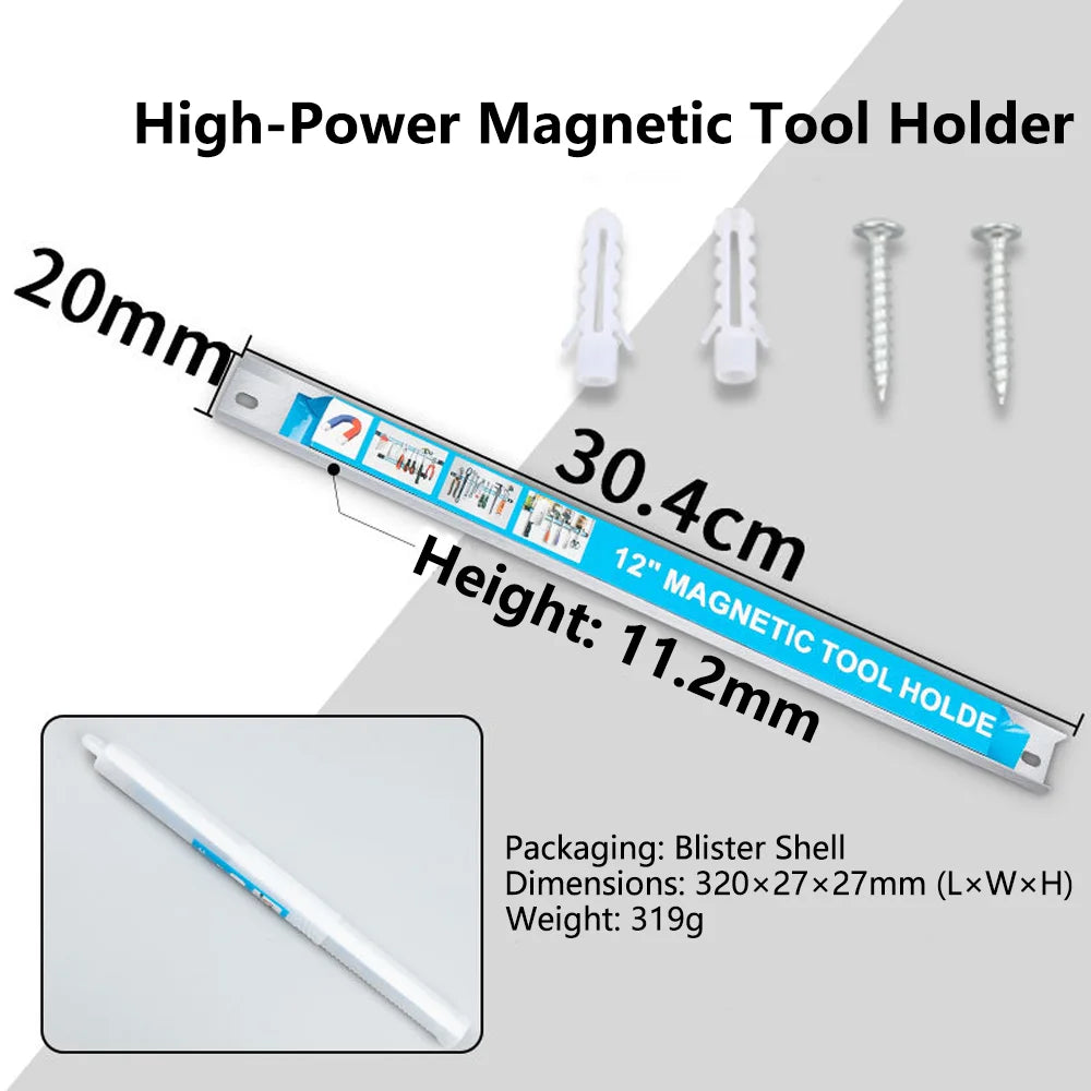 Heavy Duty Magnetic Tool Strip Strong Hold for Wrenches Knives & Metal Tools Wall Mount Garage Workshop Organizer Qme 12 inches