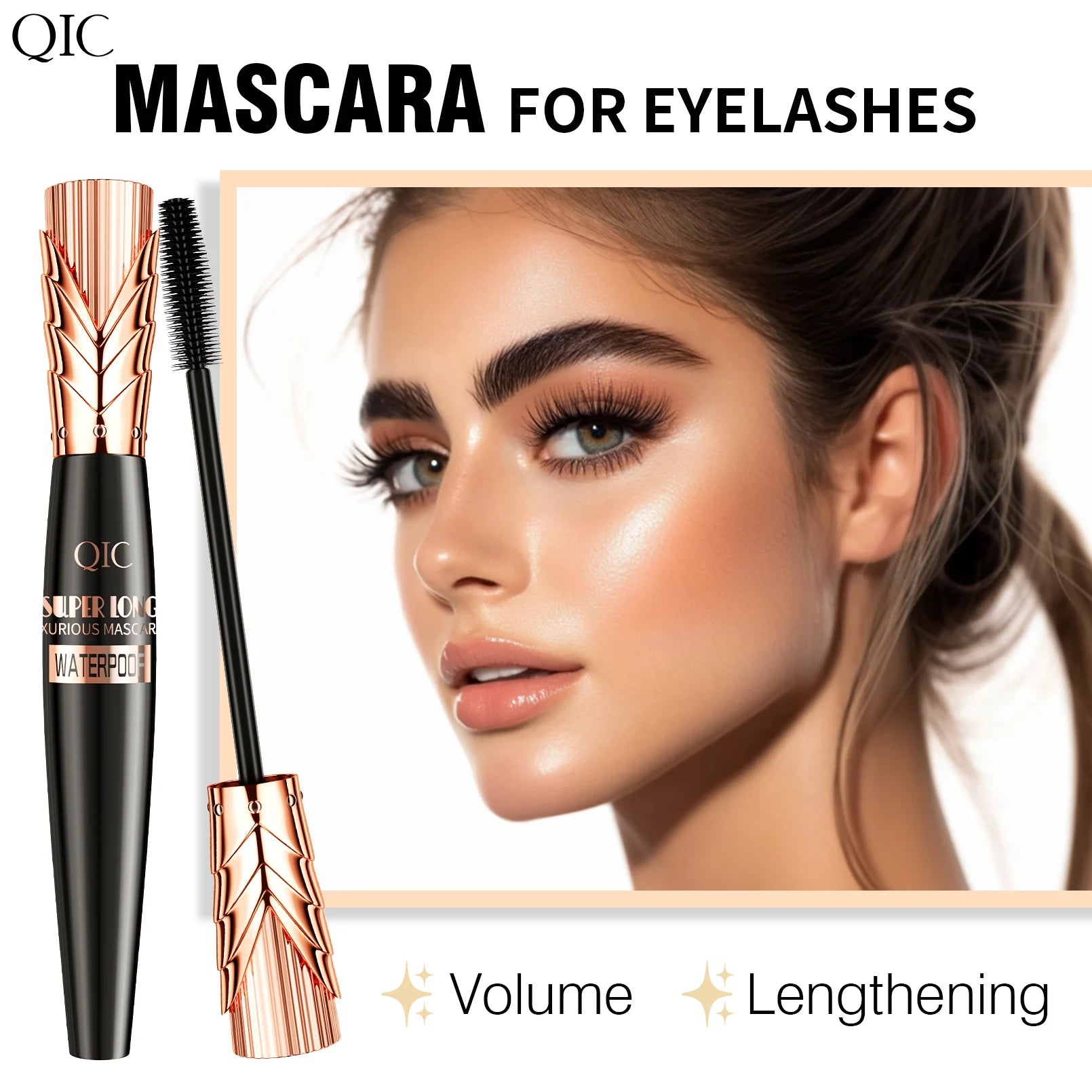5D Black Waterproof Mascara Lengthens Eyelashes Extension Thick Silk Fiber Mascara Female Makeup Eye Cosmetics Tools for Gifts Qme