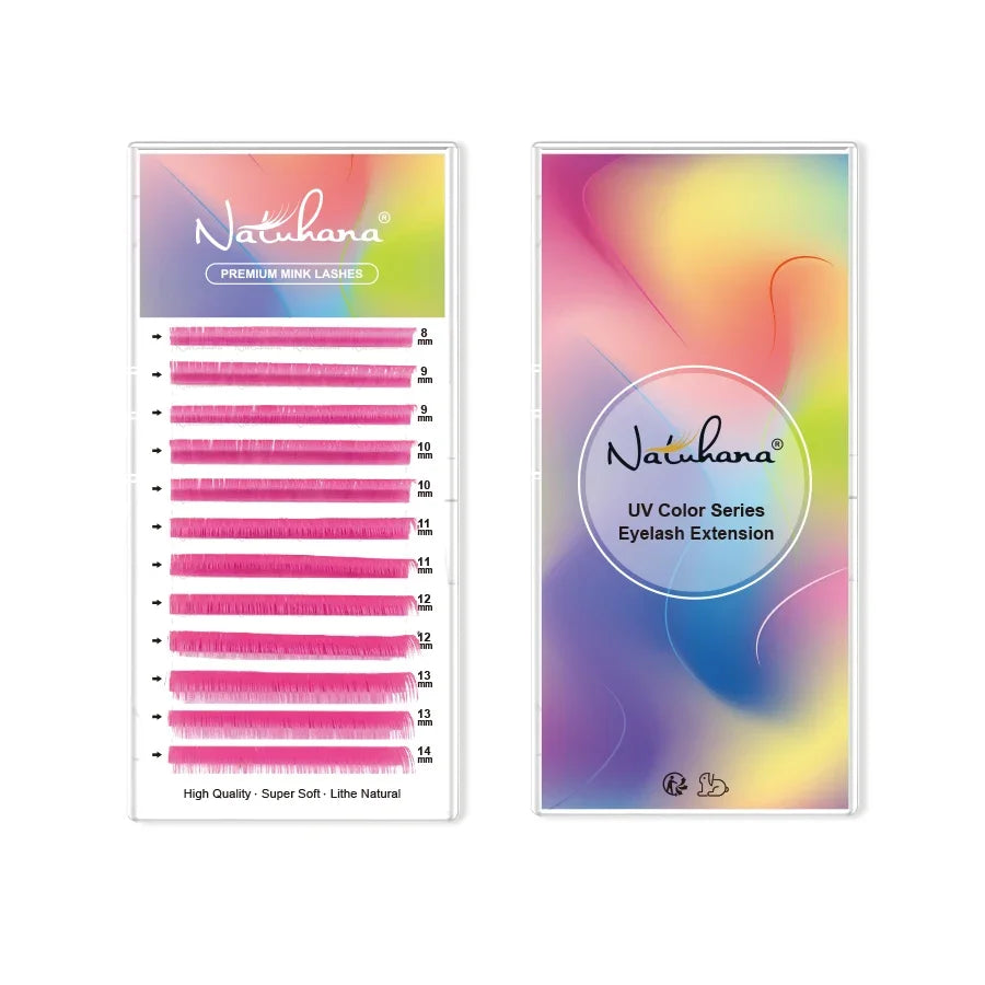 NATUHANAFashion UV Eyelashes Crystal Colorful Individual False Lash Qme
