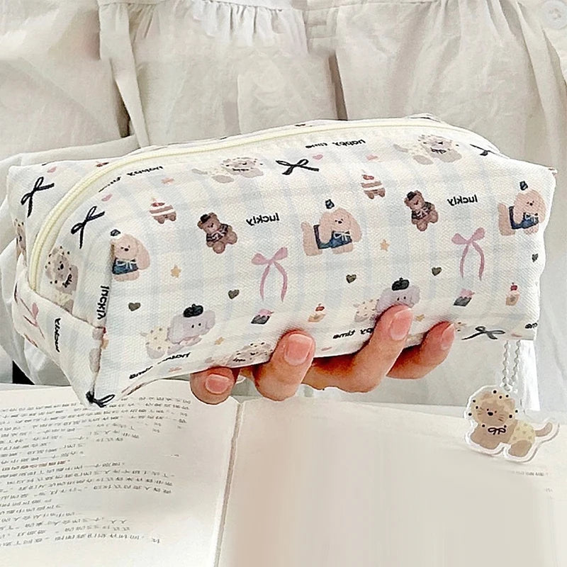 Cute Cartoon Puppy Pencil Pouch Large Capacity Stationery Storage Bag Qme A2