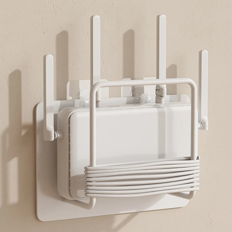 Wall-mounted Router Set-top Box Holder No-drill Multi-purpose Storage Qme