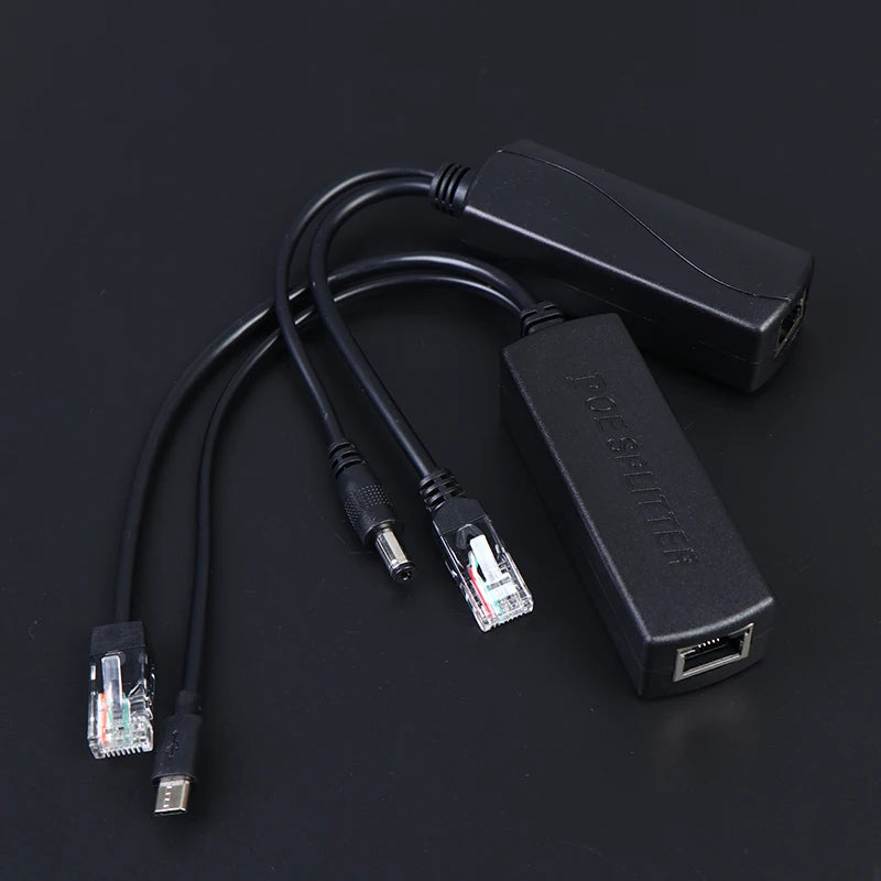 DC48V 5V Micro USB POE Splitter Connectors Adapter Cable IP Camera Qme