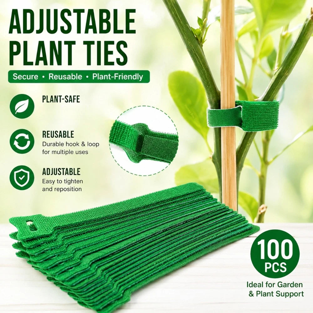 Reusable Hook And Loop Plant Fastening Ties 50/100Pcs Adjustable Non Slip Bands For Outdoor Green Plant Climbing Care Qme