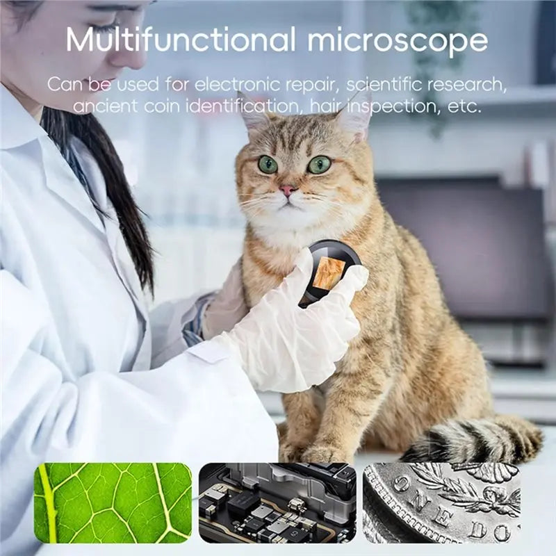 A02F-Handheld Digital Microscope With 2.0 Inch IPS Screen, 500X Magnification And Adjustable LED Lighting For Reading Qme