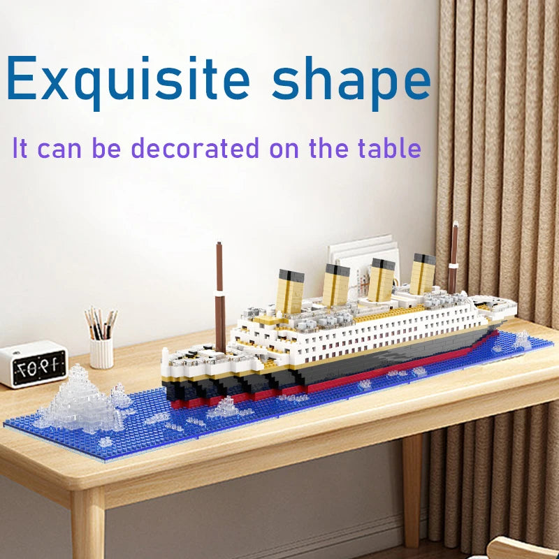 Small Particle Building Block Assembly Toy Titanic Giant Boy Girl Puzzle Cruise Ship Brick Model Kit Desltop Birthday Gift Child Qme