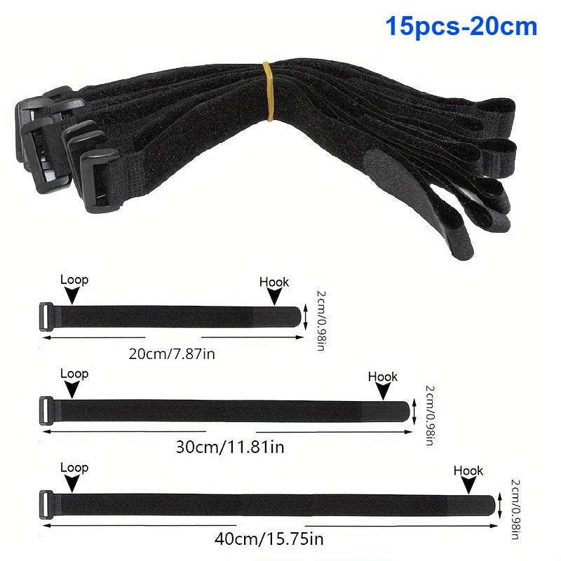 Reusable Strap - High Quality Multi Purpose High Quality Hook and Loop Safety Belt Qme 15pcs-20cm