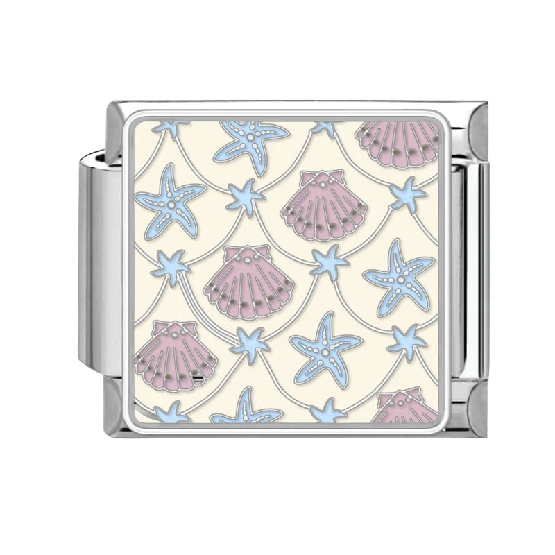 Colored Glaze Star Sun Starfish Ocean Italian Charm Stainless Steel