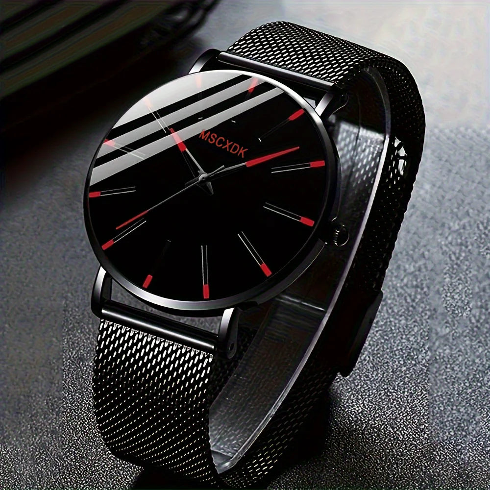 2 men's fashionable and casual round quartz watches and 3 pieces of jewelry, perfect gifts for daily wear and gift occasions. Qme