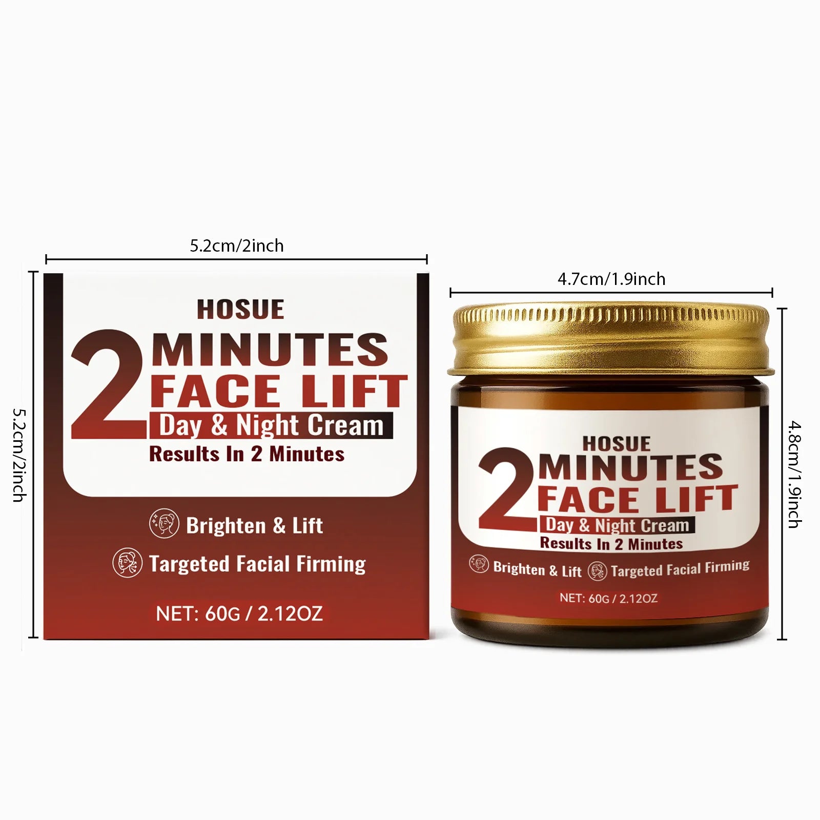 2 Minutes Facial Lift Day & Night Cream with Retinol Hyaluronic Acid Collagen Anti-Aging Lifting Tightening Firming Face Cream Qme
