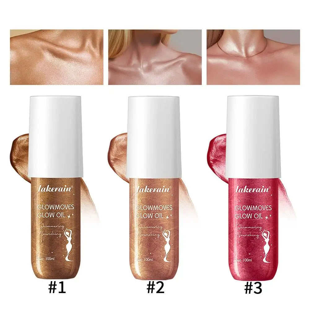 Lakerain Glowmotions Glow Body Oil 100ml Long Lasting Hydrating Shimmer Bronze Non-Greasy Summer Body Care Glow Oil Makeup Qme